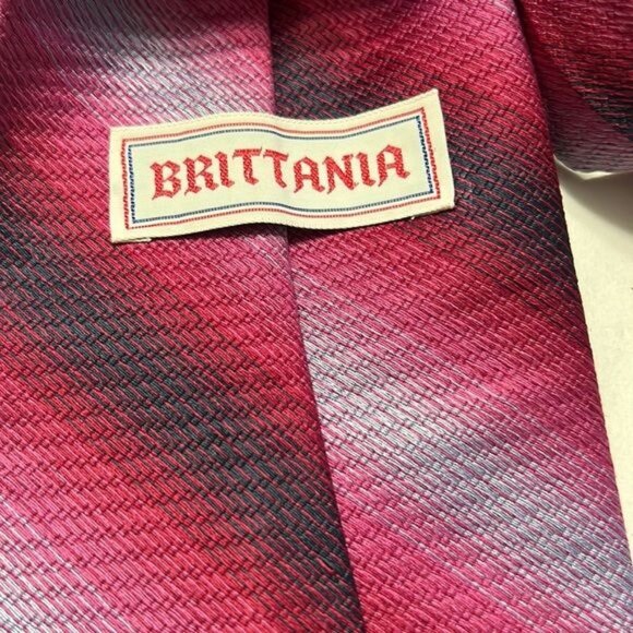 Vintage Striped Tie With Union Jack Lining In Pink Purple - Picture 2 of 9